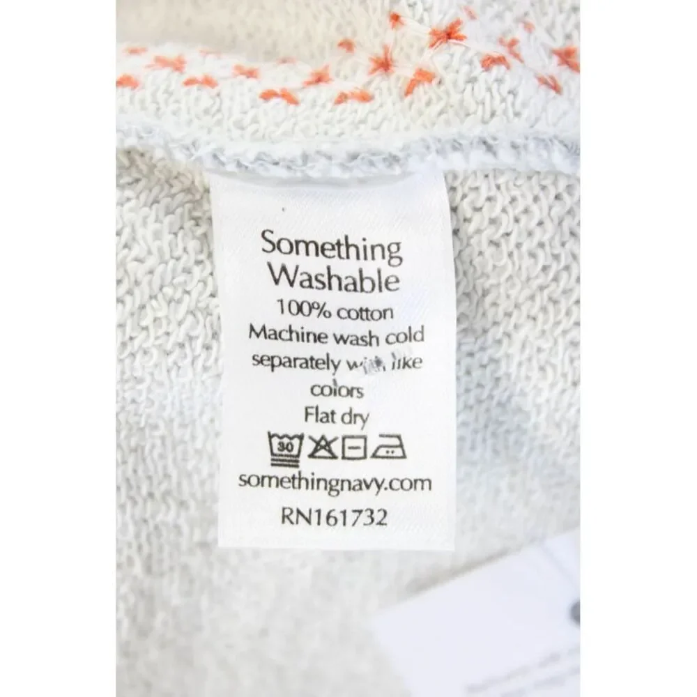 Something Navy Womens Embroidered Sweatshirt Gray Orange Size Extra Small